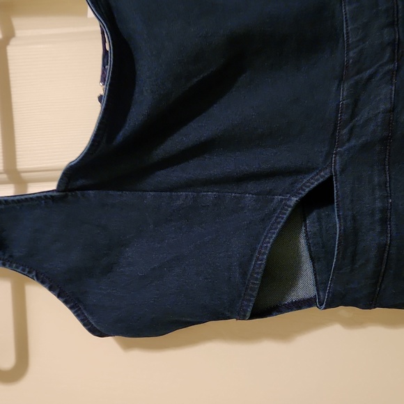 Derek Heart stretchy denim jumper romper with cut out side, Capri length - Picture 3 of 5